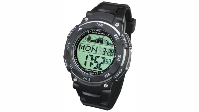 [ラドウェザー] ダイバーズ腕時計 タイドグラフ 100m防水 デジタル時計 (ブラック/ 通常液晶 )